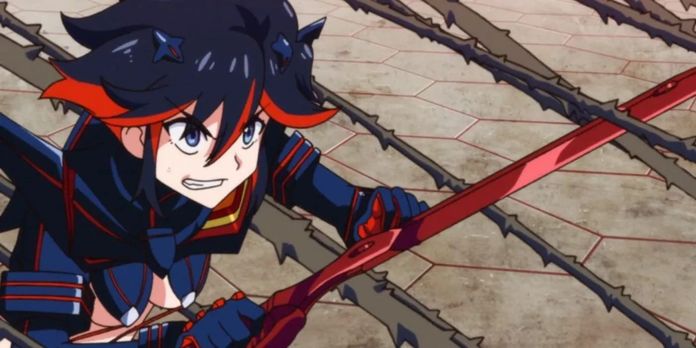 Рюко Матой ухмыляется в бою в Kill la Kill.