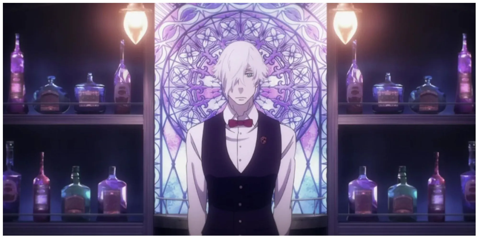 Кадр из аниме «Смертельный парад», Дэким за барной стойкой