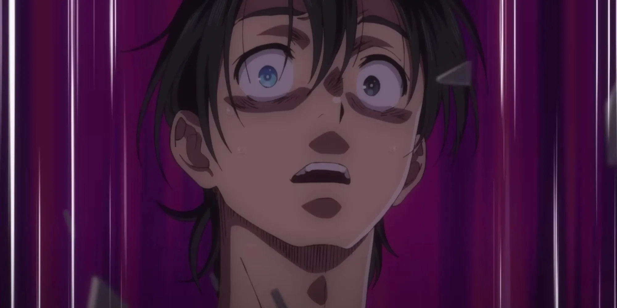 Кадр из аниме «Летнее время», Синпэй в ужасе смотрит на теней