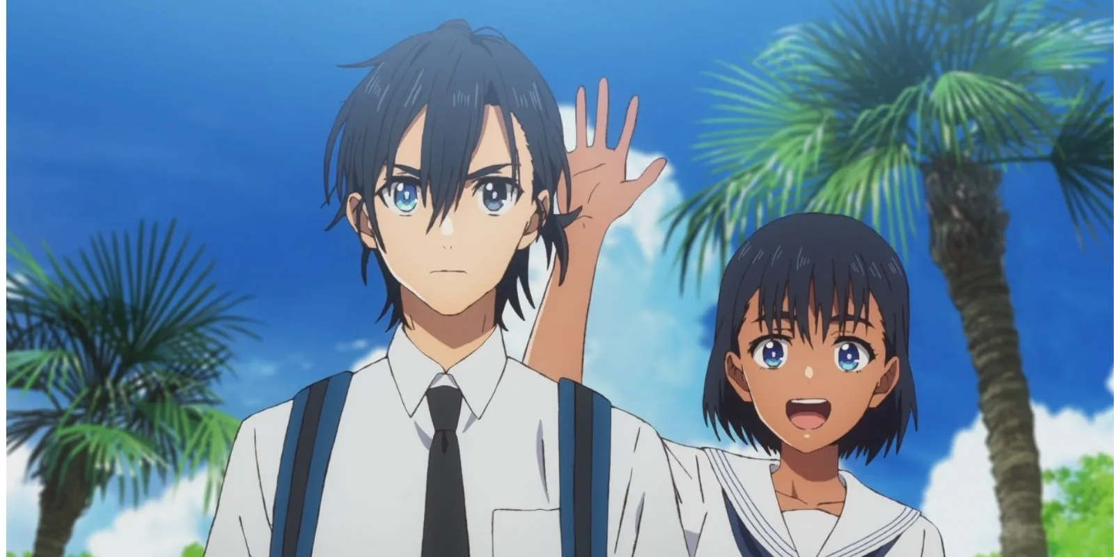 Кадр из аниме «Летнее время», Синпэй и Мио