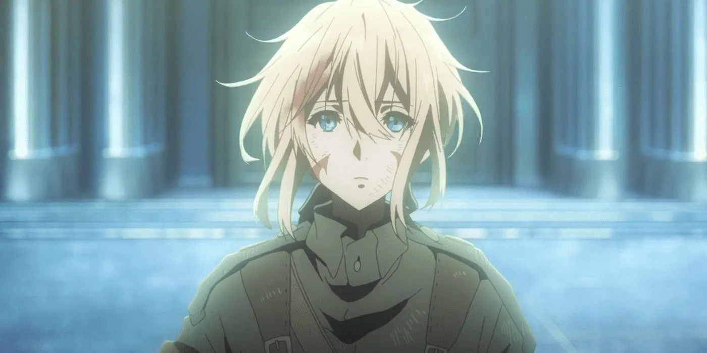 Кадр из аниме «Вайолет Эвергарден», портрет Вайолет