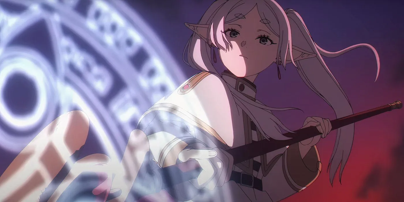 Фрирен произносит заклинание с помощью посоха, «Провожающая в последний путь Фрирен», 2 сезон