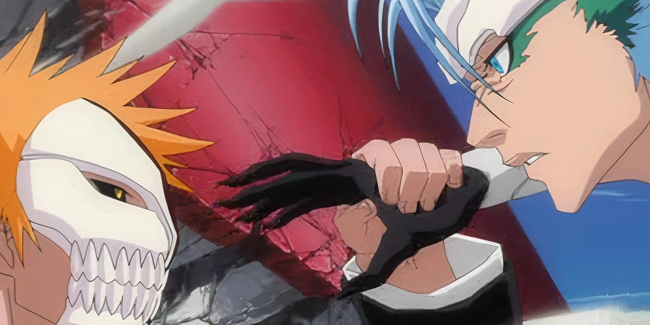 Итиго отражает атаку Гриммджо в «Бличе»