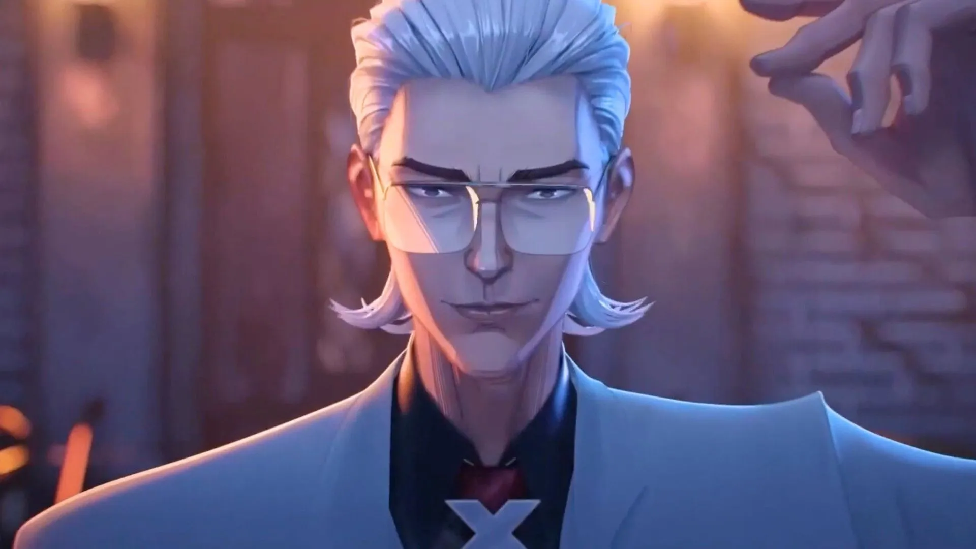 Кадр из аниме «Быть героем Икс», главный герой в бою