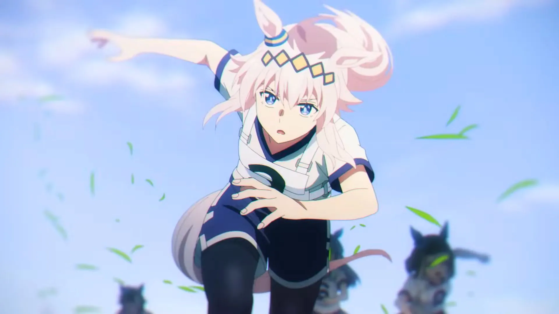 Кадр из аниме «Скаковые девушки: Золушка Грей», Огури Кэп на скачках