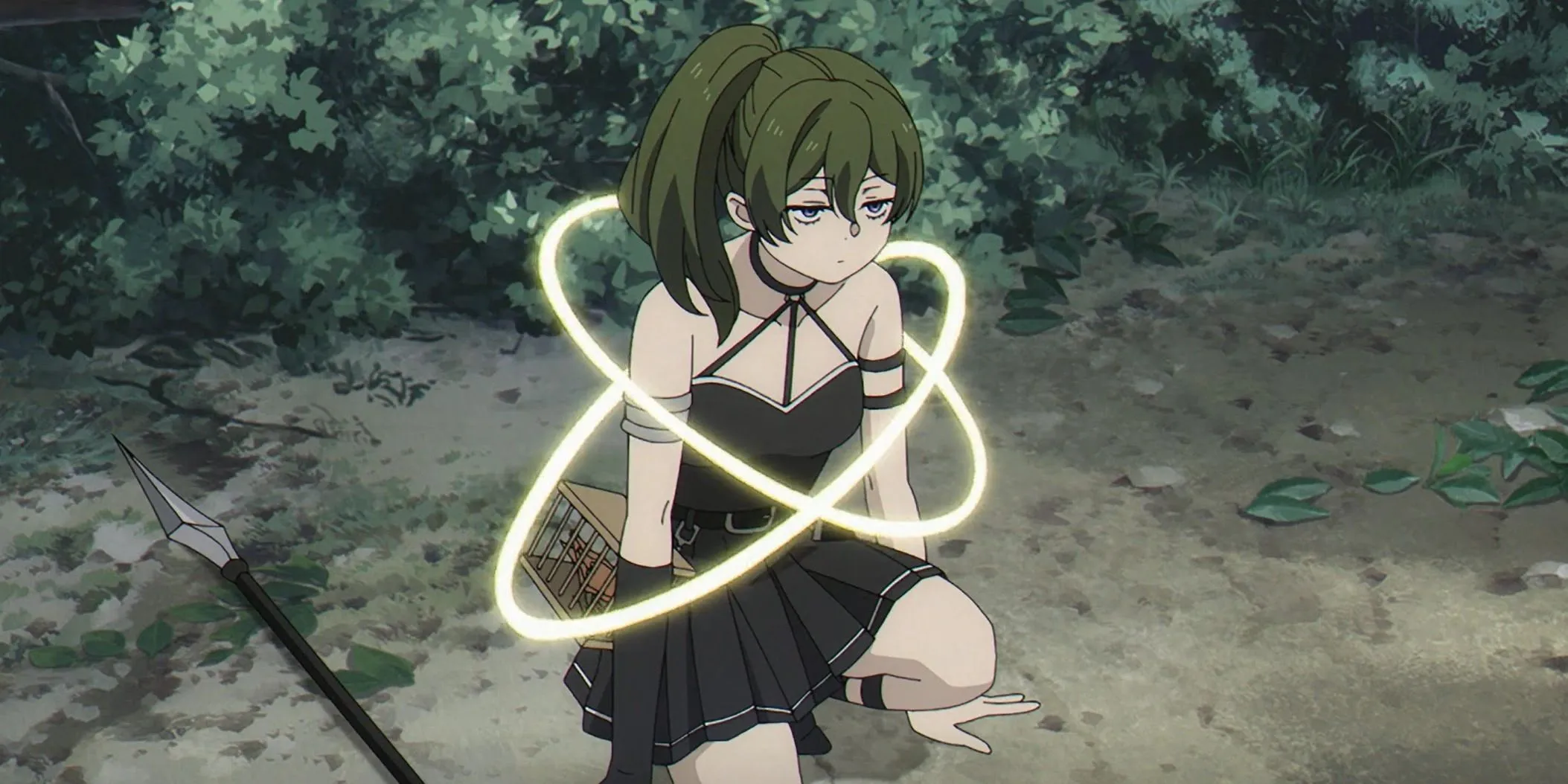 Вирбель ловит Юбель Зорганейлем, лишая её магии, в аниме «Фрирен»