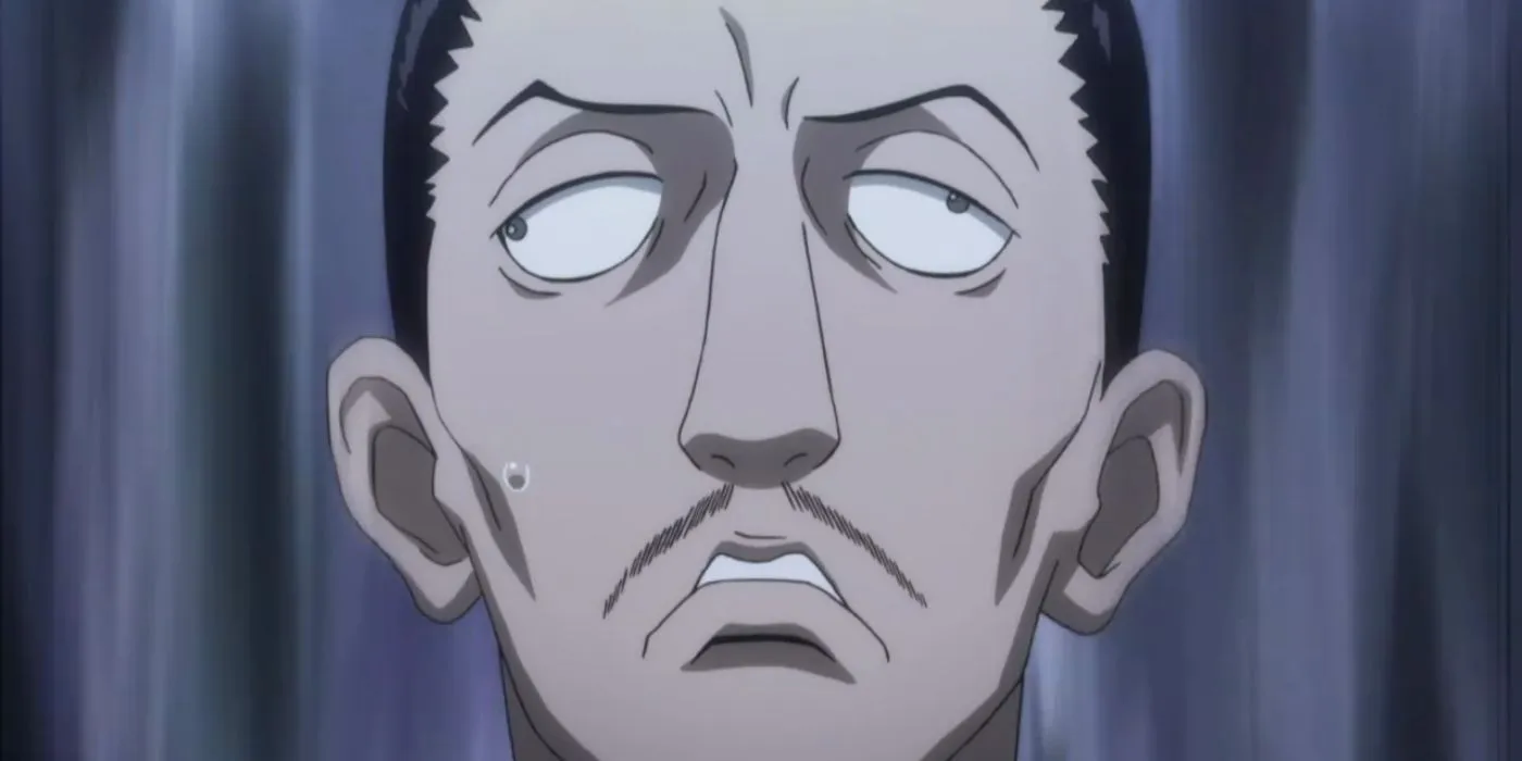 Нобунага с характерным взглядом в «Охотник х Охотник»