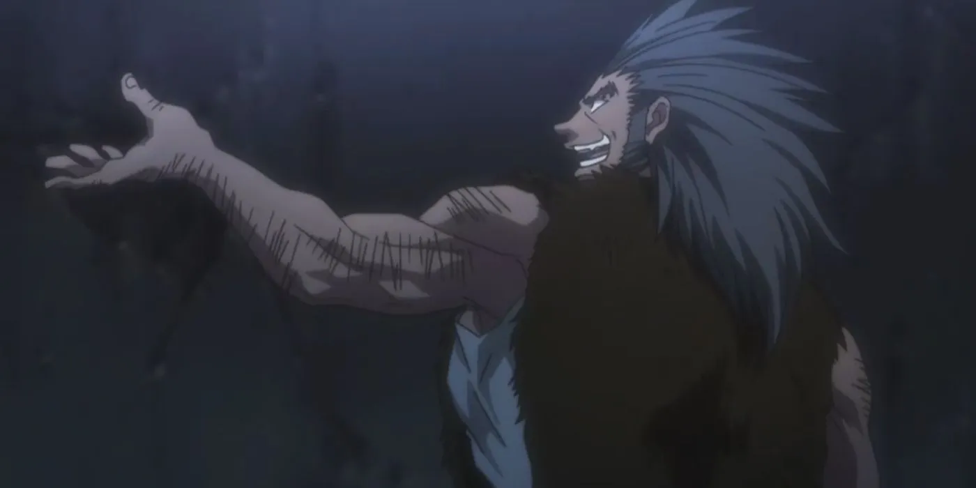 Увогин поднимает руку перед боем в «Охотник х Охотник»