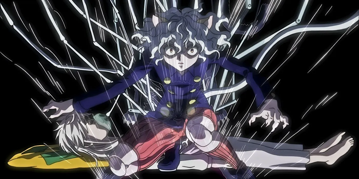 Нефельпиту защищает Комуги во время лечения в «Охотник х Охотник»