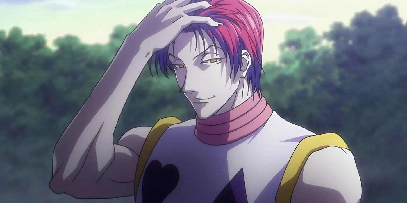 Хисока убирает волосы назад в «Охотник х Охотник»