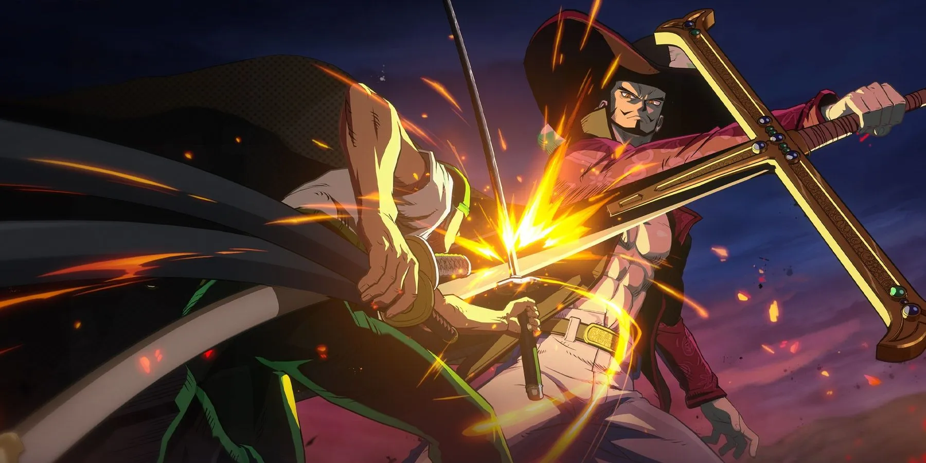 Зоро сражается с Михоуком в видеоигре по «Ван-Пис»