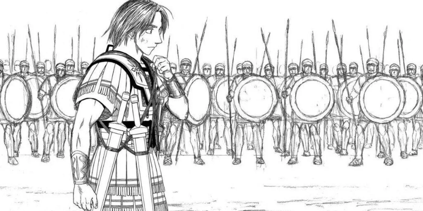 Панель из манги «Вехи истории»