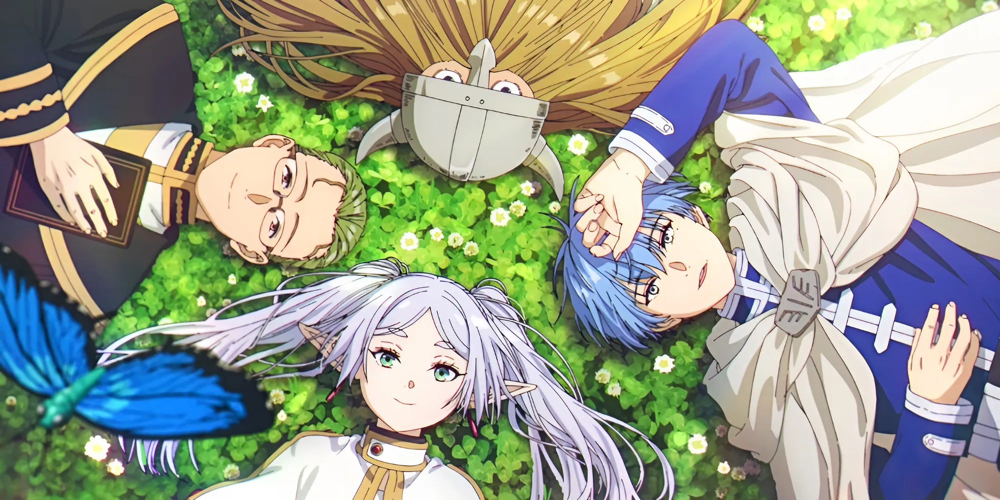 Фрирен, Химмель, Хайтер и Айзен смотрят на бабочку