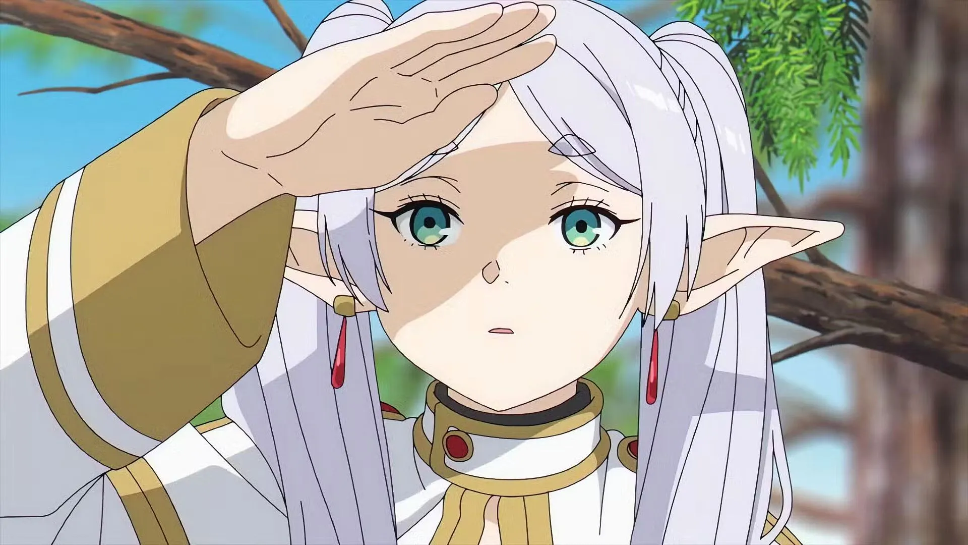 Кадр из аниме «Фрирен» 2 сезон, Фрирен на фоне неба