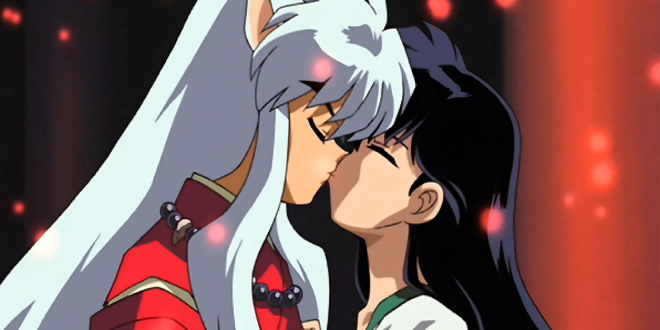 Кадр из аниме «Инуяся», романтическая сцена