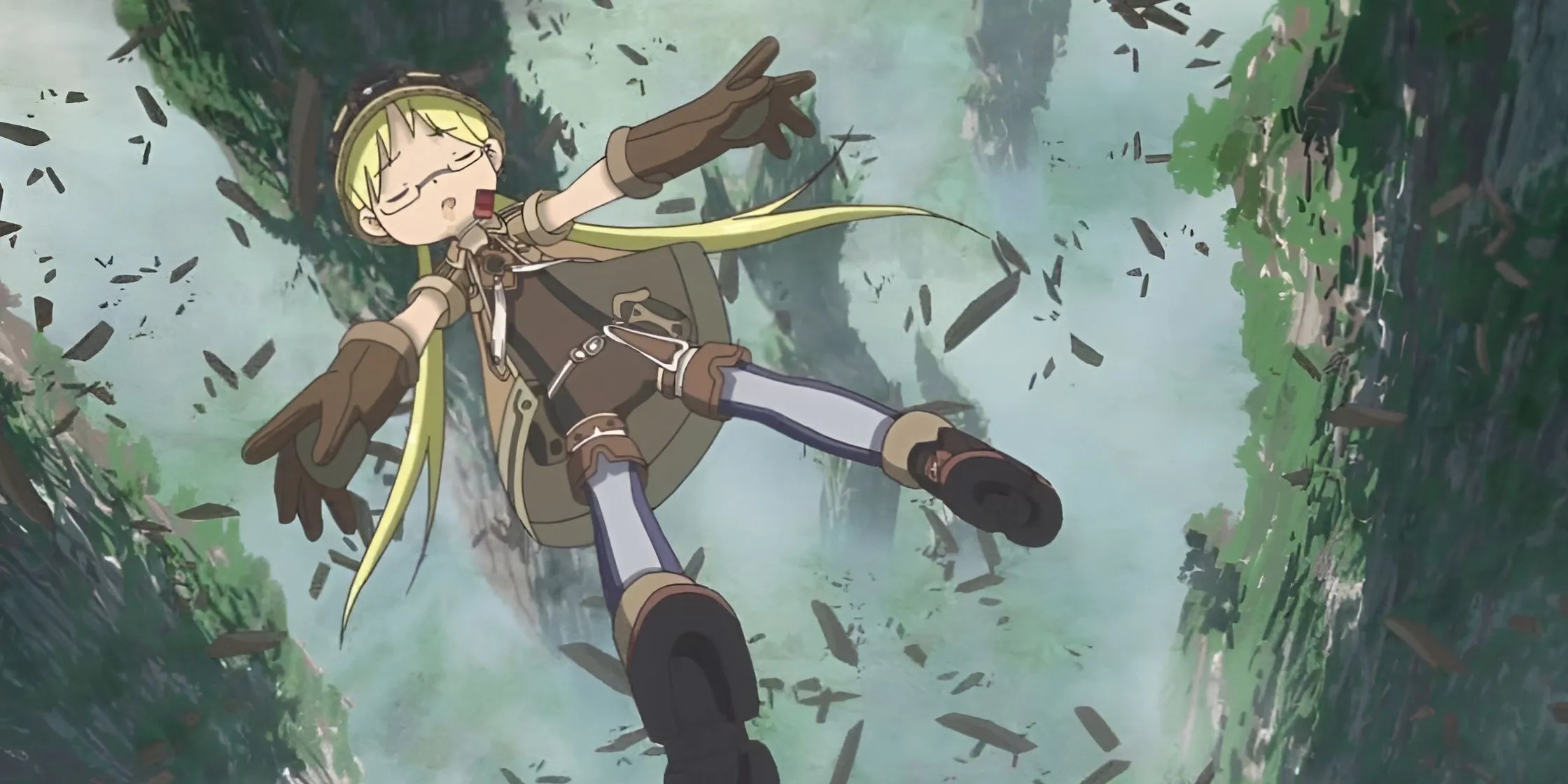 Кадр из аниме «Созданный в Бездне», Рико и Рег смотрят в Бездну