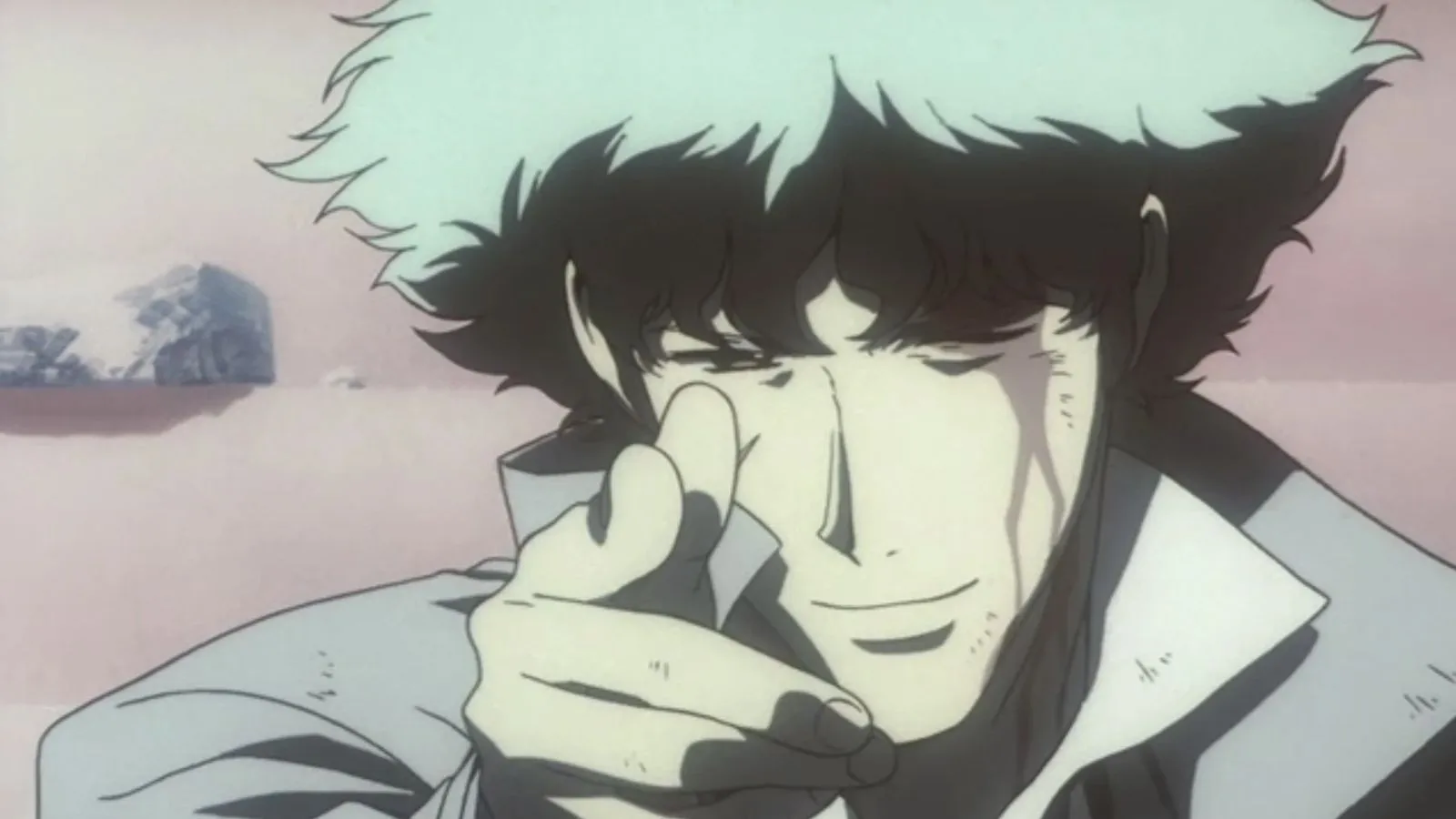 Спайк показывает «пистолет» пальцем — финальная сцена «Ковбой Бибоп»