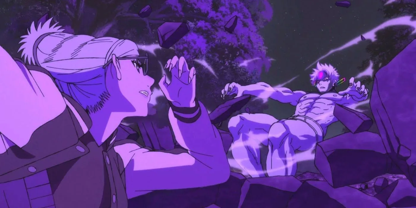 Бабушка Сэйко сражается со Злым Глазом Дзидзи в «Дандадан»