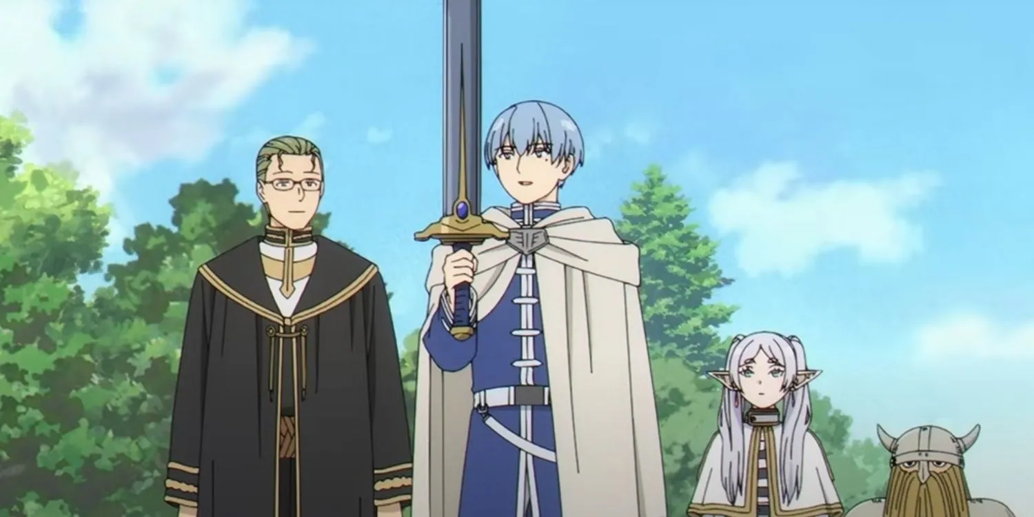 Химмель поднимает меч во флешбэке из двенадцатой серии