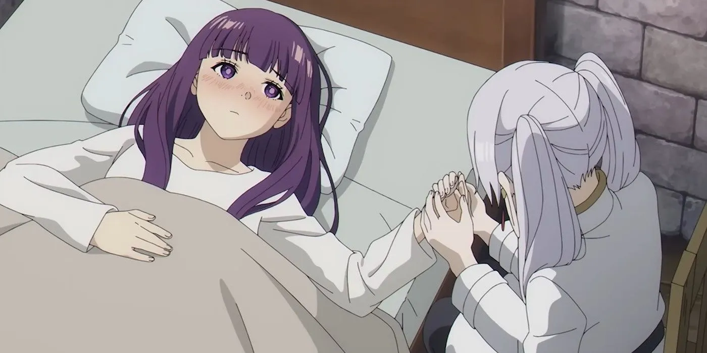 Фрирен держит Ферн за руку в семнадцатой серии