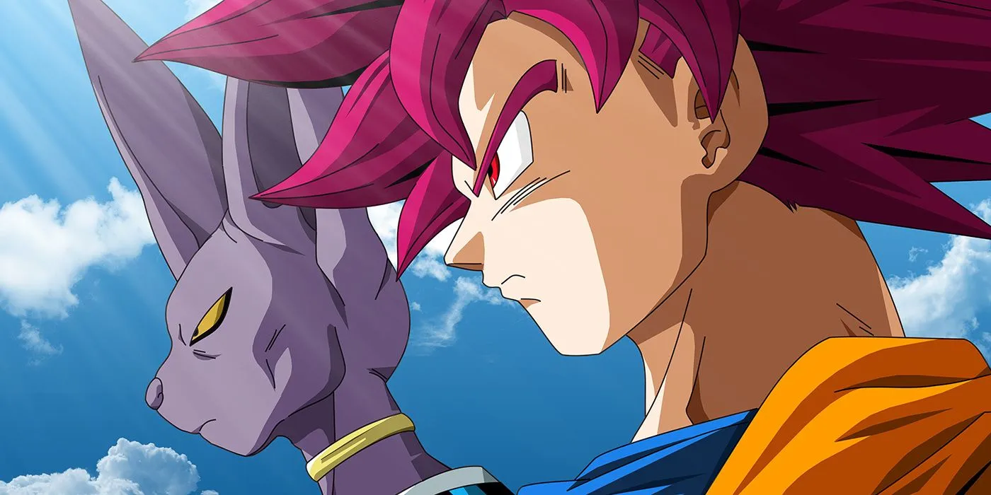 Гоку в форме Супер Сайяна Бога — кадр из игры Dragon Ball Z: Kakarot