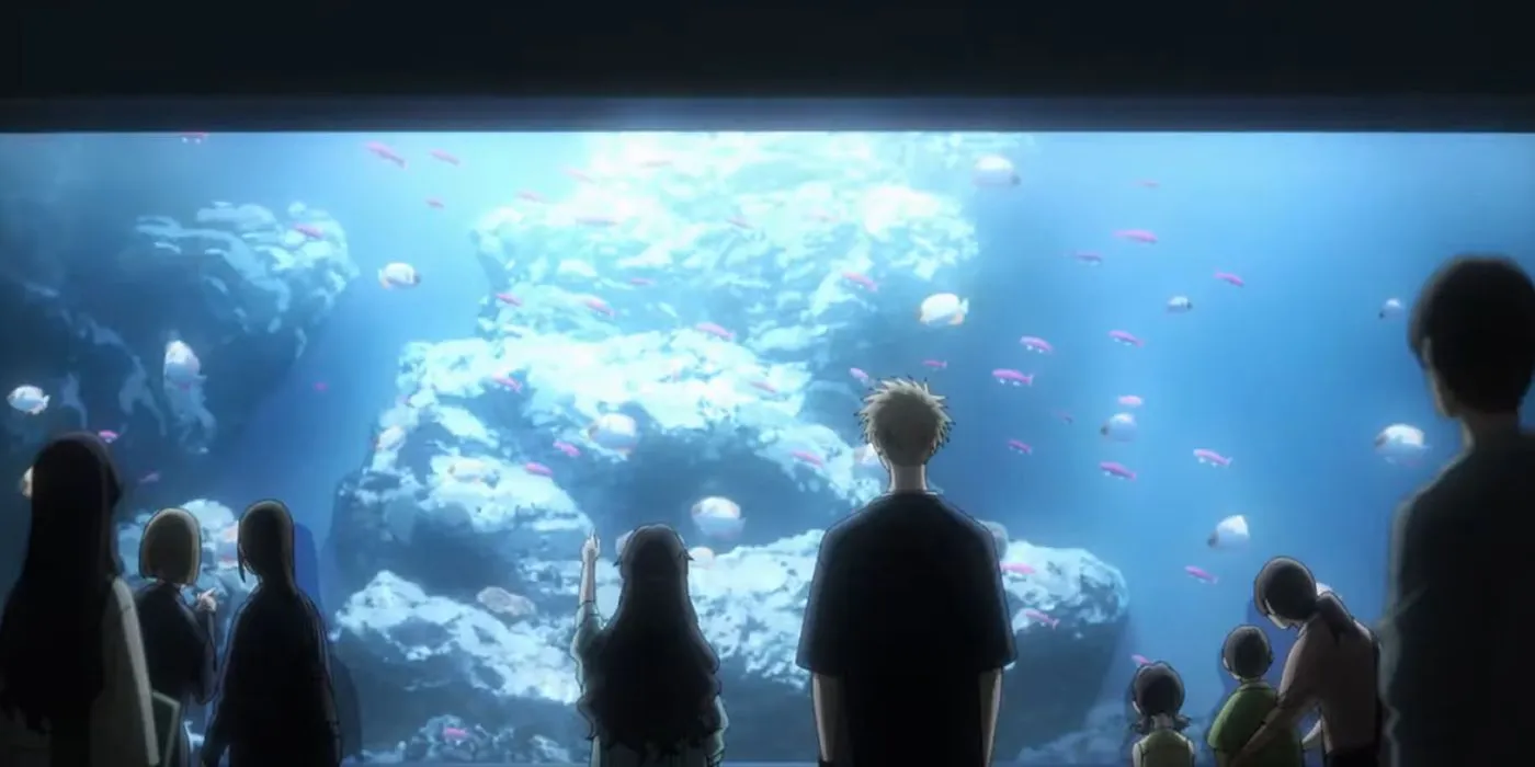 Ринтаро и Каоруко в аквариуме в аниме «Благоухающий цветок»