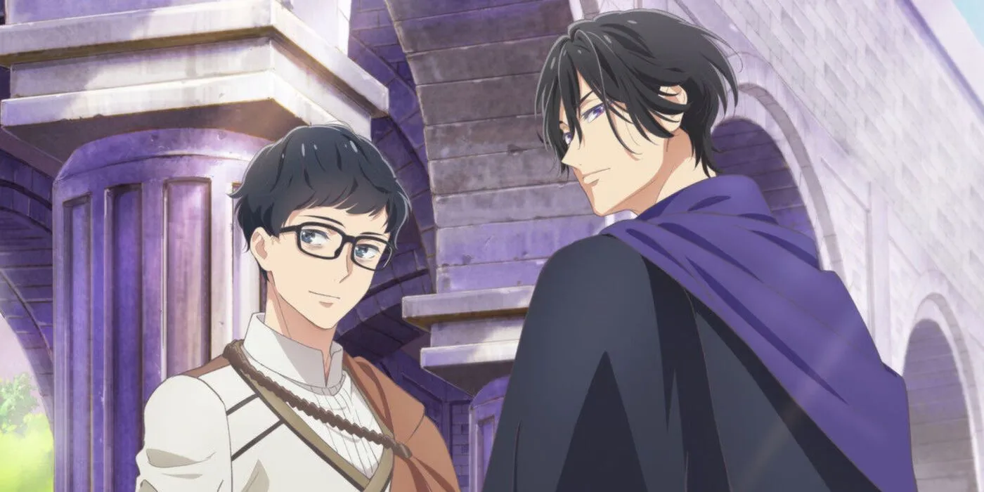 Кадр из аниме «Судьба параллельного мира в руках трудоголика» — Арэш и Сэйитиро