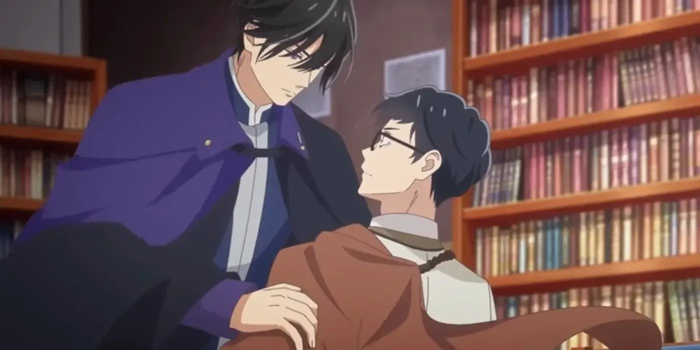 Кадр из аниме «Судьба параллельного мира в руках трудоголика» — Арэш и Сэйитиро