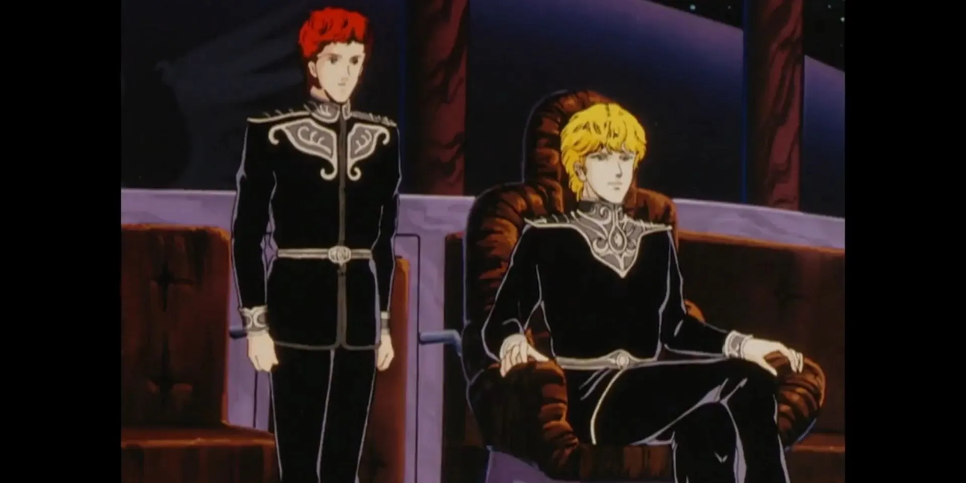 Кадр из аниме «Легенда о героях Галактики», Рейнхард и Кирхайс