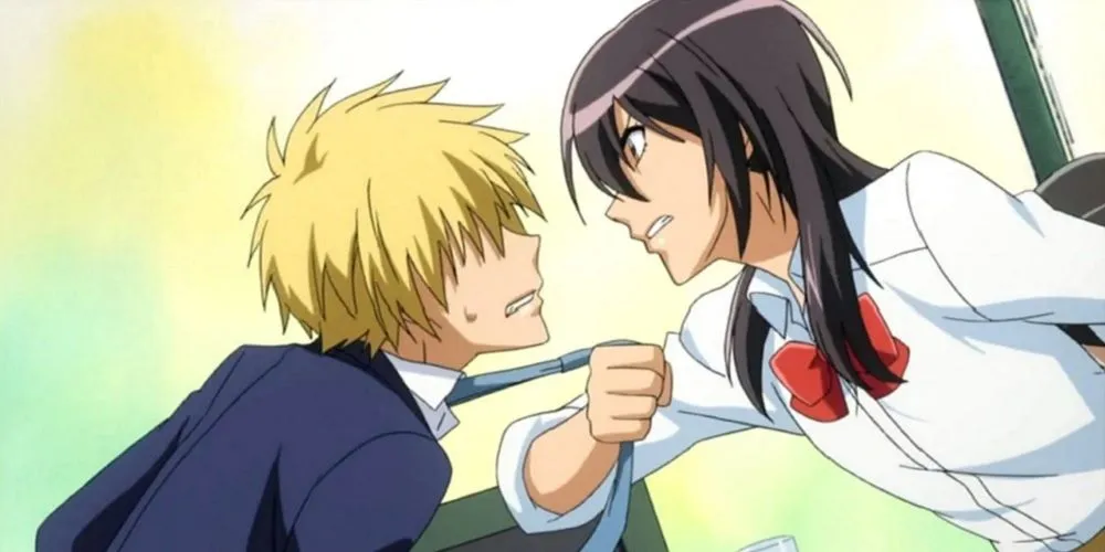 Мисаки угрожающе смотрит на Такуми