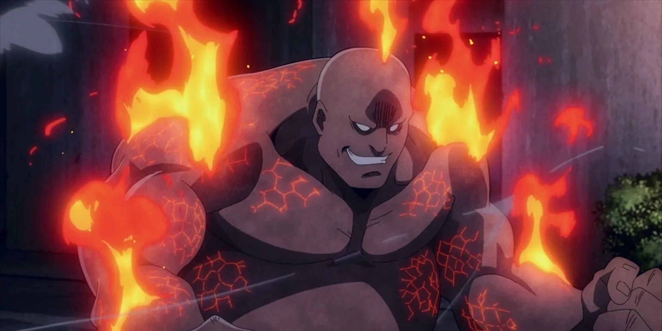 Моюру Тоти использует огненную причуду Возгорание: кадр из «Вне закона»