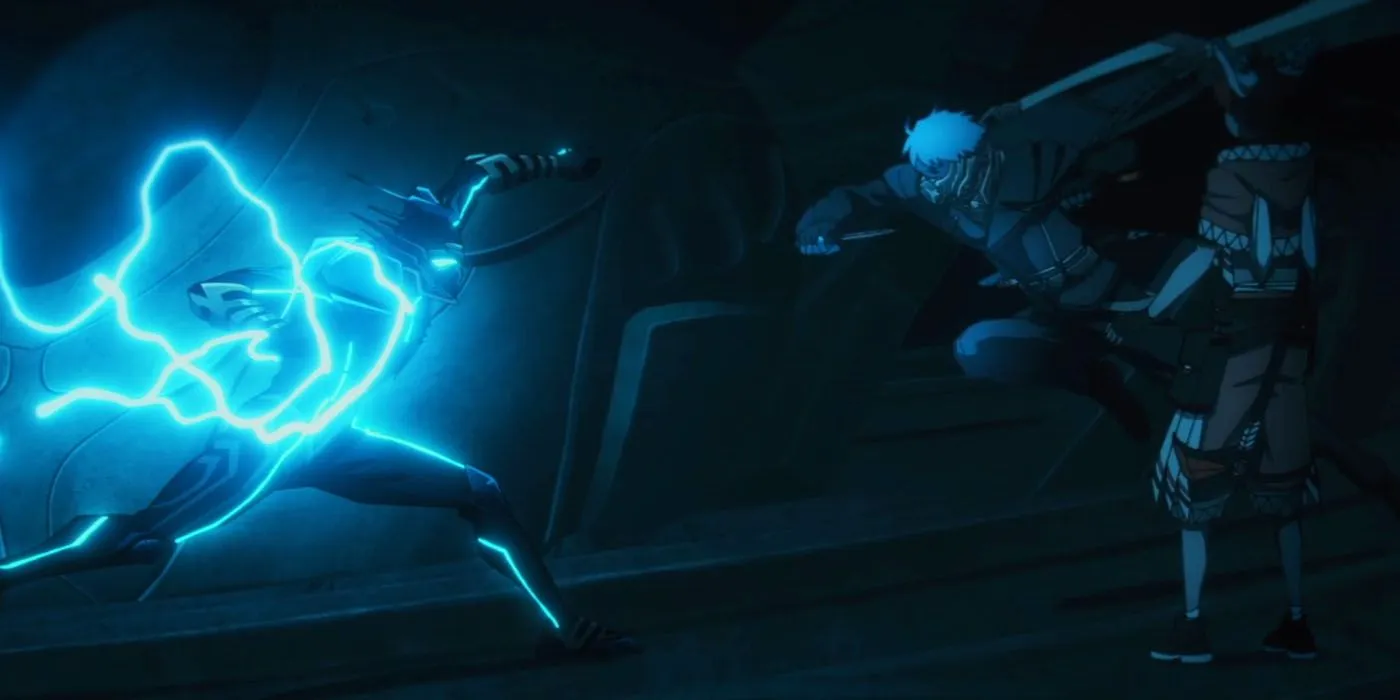 Битва E-Soul и Ghostblade в «Быть героем Икс», серия 19