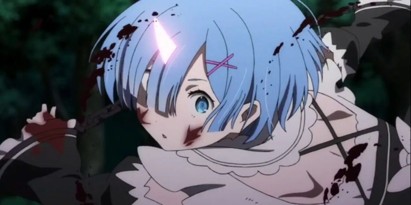 Кадр из аниме «Re:Zero» — Рем в бою