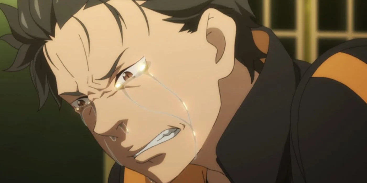 Субару плачет — кадр из аниме «Re:Zero»