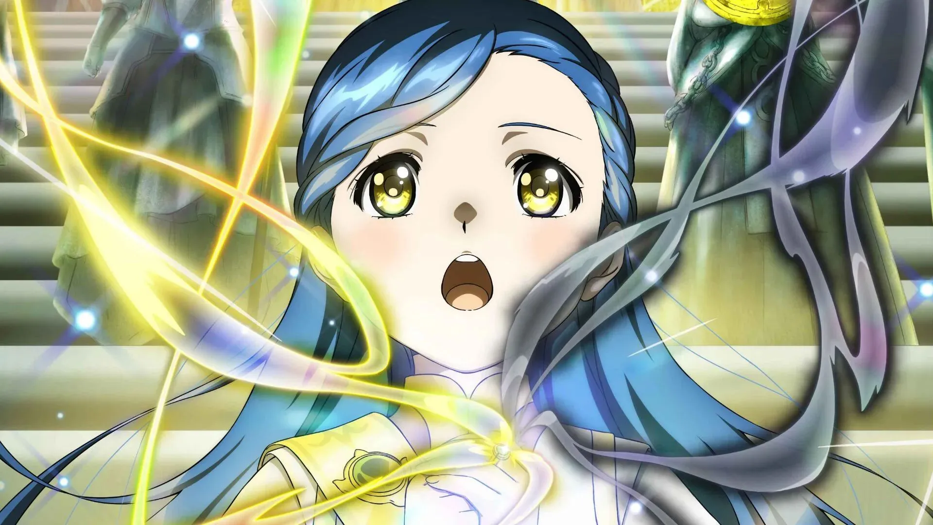 Мин использует магию в «Власть книжного червя: Приёмная дочь эрцгерцога»