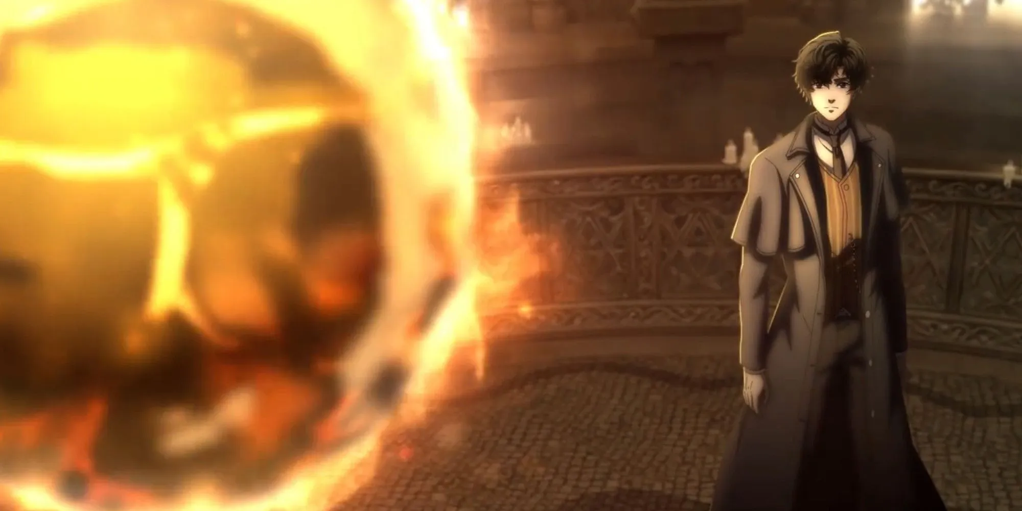 Кляйн смотрит на золотую жидкость в дунхуа «Повелитель тайн»